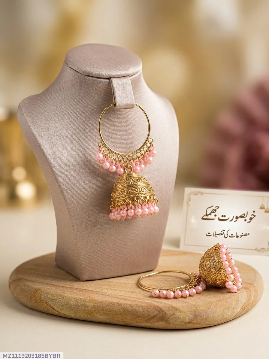 Golden Jhumka Earrings Set for Women 2 Pcs  5.0 15 saved